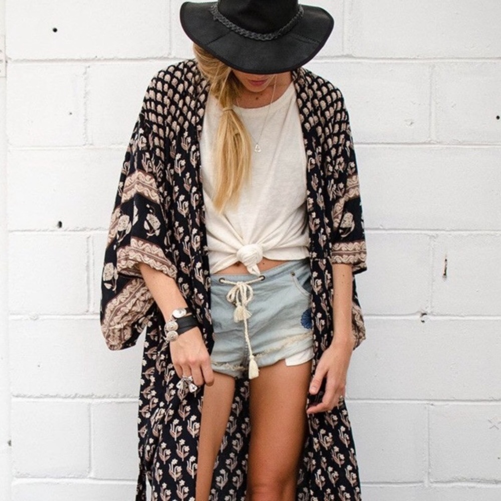 Bohemian Royale kimono - charcoal